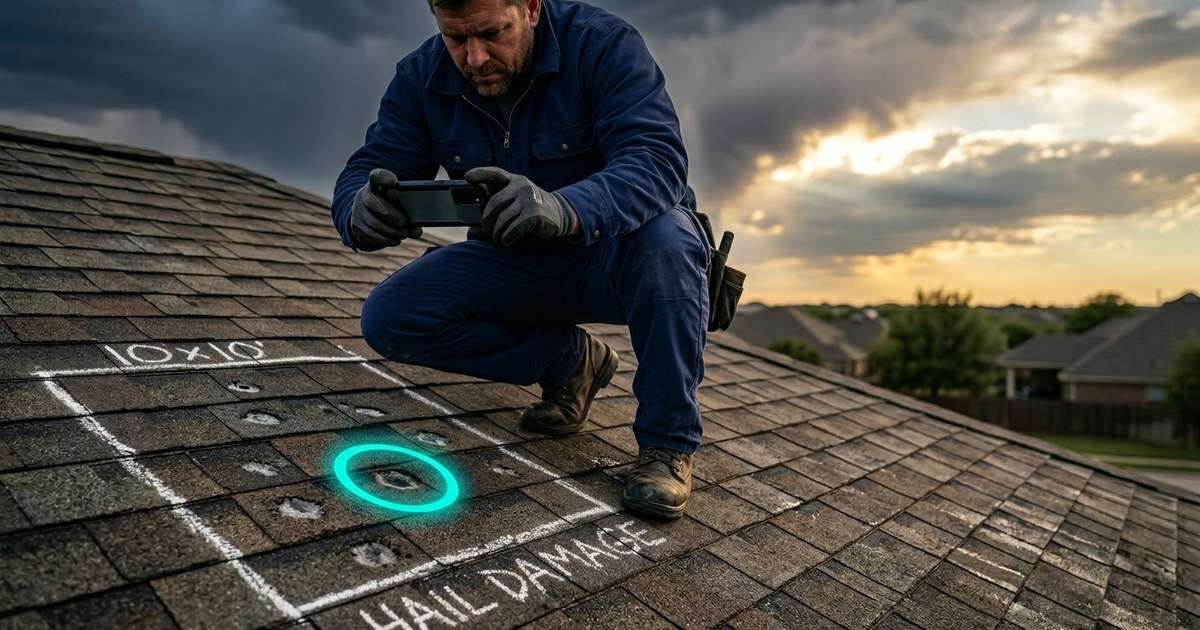 Documenting hail damage on a shingle roof for an insurance claim