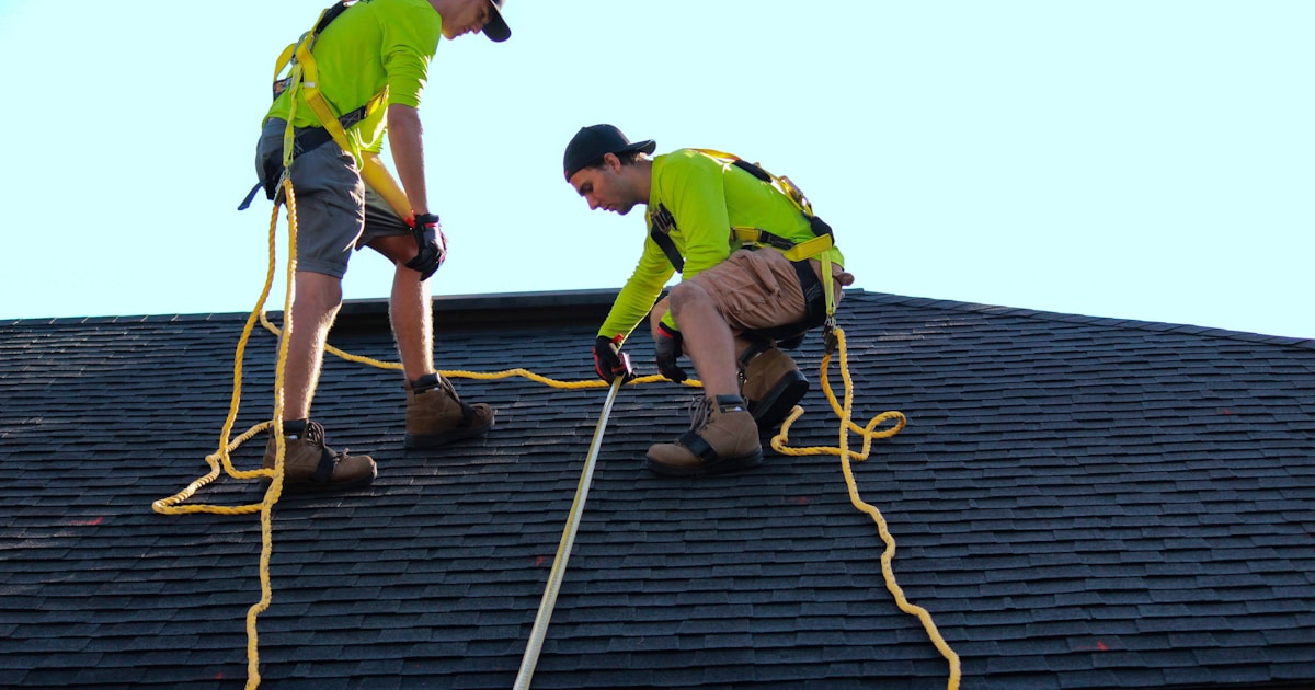 Roofing crew at work